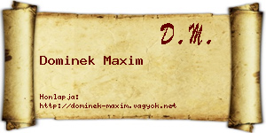 Dominek Maxim névjegykártya